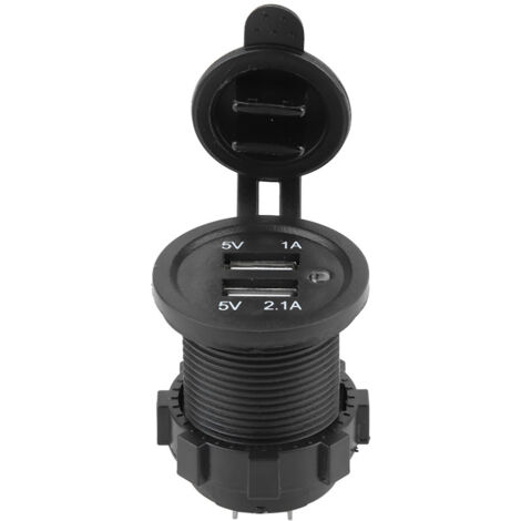 Dual-USB-3,1-A-Ladegerät, schwarzes ABS-Gehäuse, für Auto, Motorrad, Boot, blaues Licht