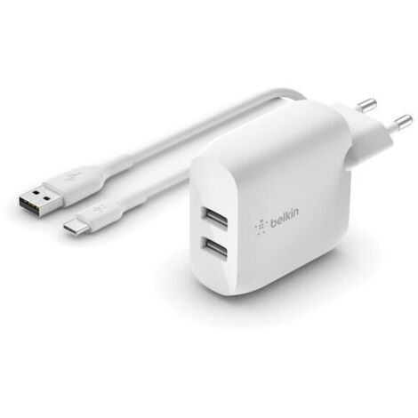 DUAL USB-A CHARGER 1M A-C 24W WHT
