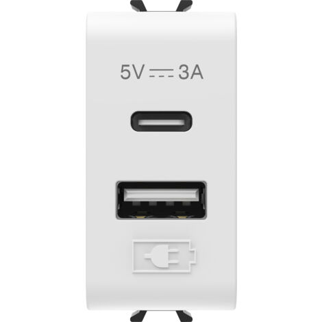 DUAL USB CHAR.A+C 5V 3A 1M BLA.SAT. GEWISS GW15449