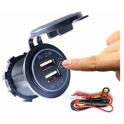 Dual USB Charging Outlet, 5V/4.2A Dual USB Car Charger Socket with Switch for 12V/24V Car, Boat & Marine, Motorcycle, Truck, SUV, UTV