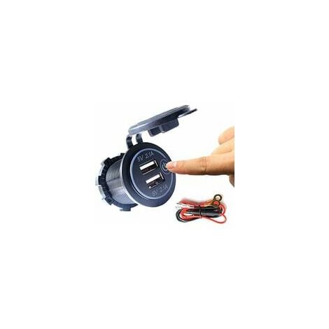 FUHUIDA TRADING Dual USB Ladesteckdose, 5V/4.2A Dual USB Autoladebuchse mit Schalter für 12V/24V Auto, Boot & Marine, Motorrad, LKW, SUV, UTV