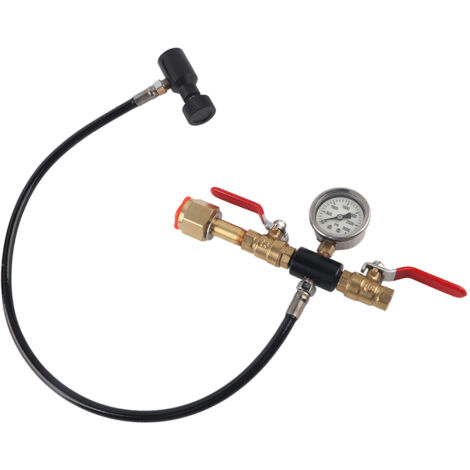 Dual Valve CO2 Filling 24in Hose Adapter with 3000psi Gauge for Sodastream Tank G1/2