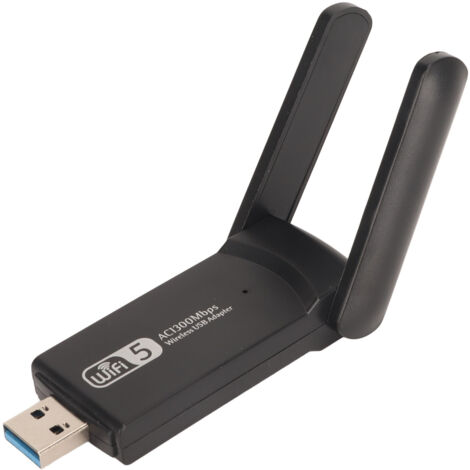 Dualband-WLAN-Adapter (2,4 GHz/5 GHz, 1300 Mbit/s) mit USB-Anschluss, externer Antenne für Laptops, Plug & Play USB 3.0
