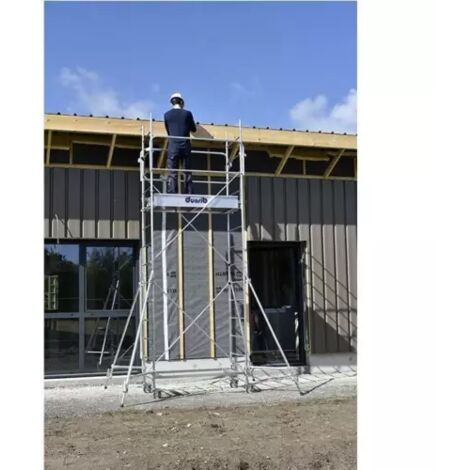 Duarib – Échafaudage roulant en acier 3,70 mètres – Hauteur de travail max 3,70 m – Charge max 150 kg – Pour sols variés et dénivelés