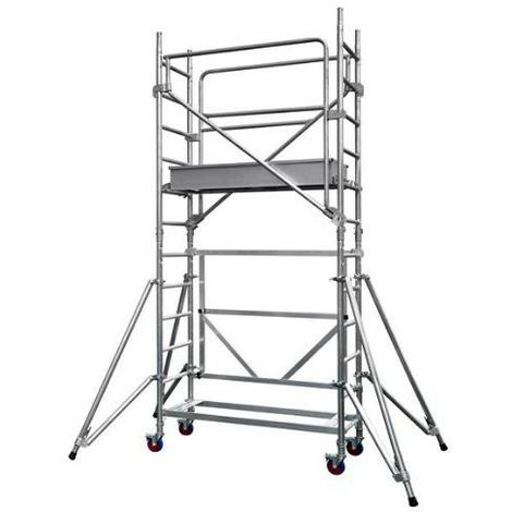 Duarib - Echafaudage roulant en Aluminium avec 2 stabilisateurs Haut. travail 2,60m - Docker Mini