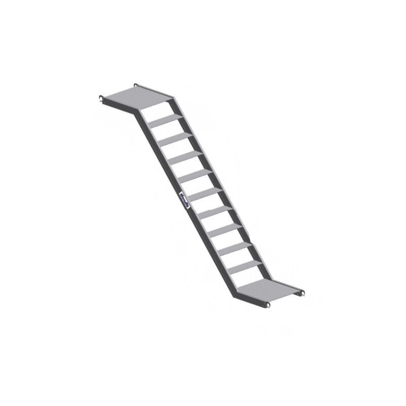 Duarib - Escalier à paliers - travée de 2.5m - hauteur : 2m - pour échafaudage multi 4X - aluminium