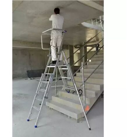 Duarib – Plateforme échafaudage pliable T7 – Hauteur de travail maxi 3.72m – Charge utile 150kg – Plancher antidérapant 0.50x0.40m – Aluminium