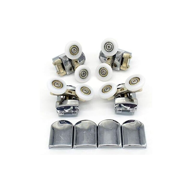 Feiyue - Dubbla Hjul Duschdörr Remskiva Un jeu de 4 roulettes doubles pour porte de douche d'un diamètre de 25 mm et du dessus