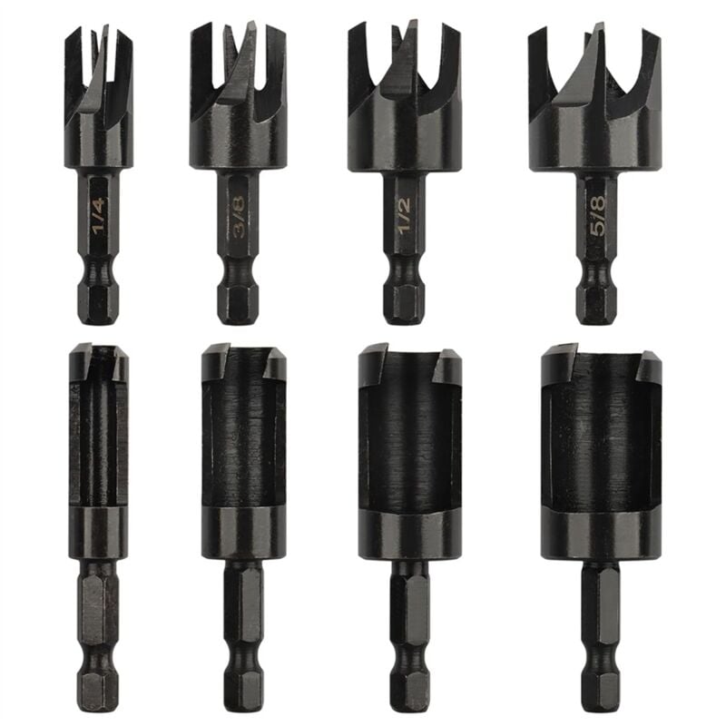 Image of Tlily - Dübelschneider, 8-teiliges Holzschneider-Bohrer-Set mit 1/4 Sechskantschaft