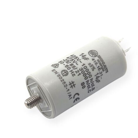 Ducati Energia – Condensateur permanent 14µF à cosses – Ø36x70mm – Sortie double cosses Faston 6.3mm – Durée de vie 10.000 heures