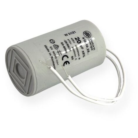 Ducati Energia – Condensateur permanent 20µF à fils – Ø40x70mm – Pour moteur monophasé et pompe à eau – Homologué VDE EN60252-1