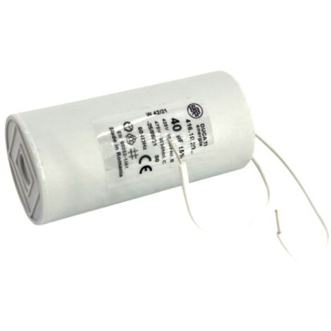 Ducati Energia – Condensateur permanent 40µF – Ø45x92mm – Longueur des fils 150mm – Compatible moteurs 220V – Homologué VDE EN60252-1