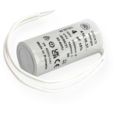 Ducati Energia – Condensateur permanent 4µF à fils – Ø25x55mm – Pour moteur monophasé et pompe à eau – Homologué VDE EN60252-1