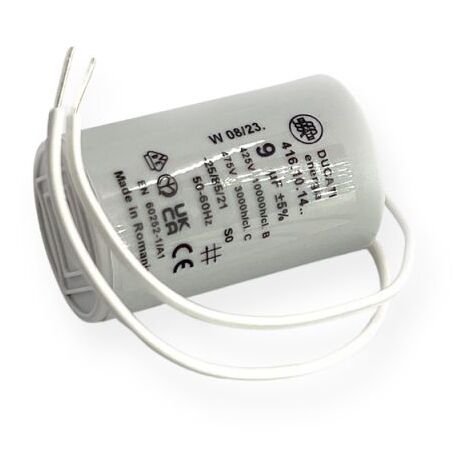 Ducati Energia – Condensateur permanent 9µF à fils – Ø36x58mm – Longueur des fils 150mm – Pour moteurs monophasés 220V et pompes à eau