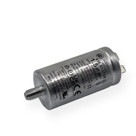 Ducati Energia – Condensateur permanent aluminium 1,5µF – Cosses Faston simple 6.3 mm – Ø30x60mm – Durée de vie 30,000 heures