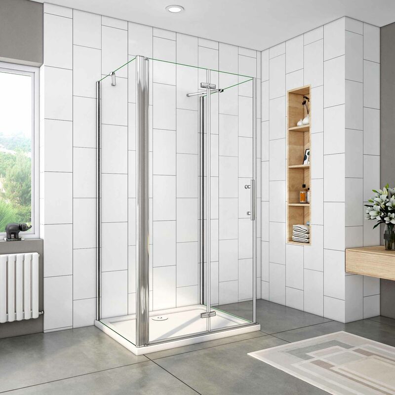 

100x90x90x195cm DUCHA CABINA DE DUCHA PLEGABLE, EN FORMA U, MAMPARA 6MM EASYCLEAN CRISTAL TEMPLADO