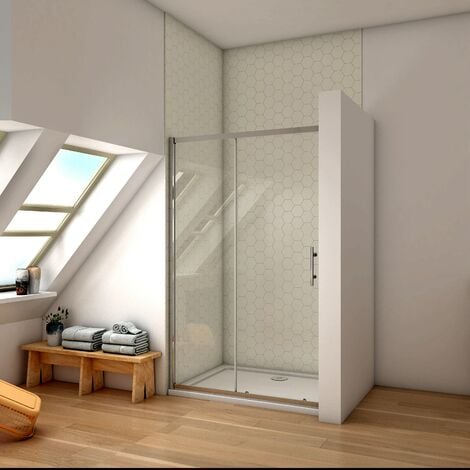 DUCHA CASA 160x185cm Mampara de ducha frontal corredera dos hojas(una correderas y una fijas), 5mm cristal templado, marco de aluminio cromado