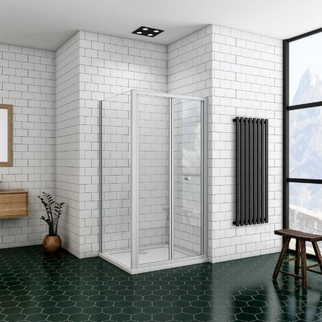 Mampara de ducha plegable de esquina de pvc H 185 mod. Aster con apertura  Central