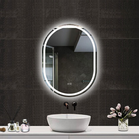 Ducha Casa  Espejo de baño con led luz ,50 x 70 cm,con luz tres colores ,antivaho , brillo ajustable ,función de altavoz Bluetooth, función de memoria agapada.