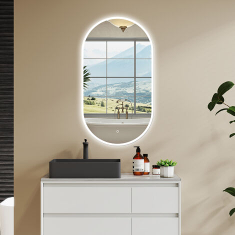 Ducha Casa Espejo de Baño LED Moderno con Luz Tricolor Regulable,Función Antivaho,Memoria Regulación Continua y Doble Control,45×90cm