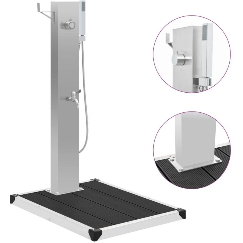 Ducha De Jardín Con Plato Acero Inoxidable Wpc Vidaxl Gris