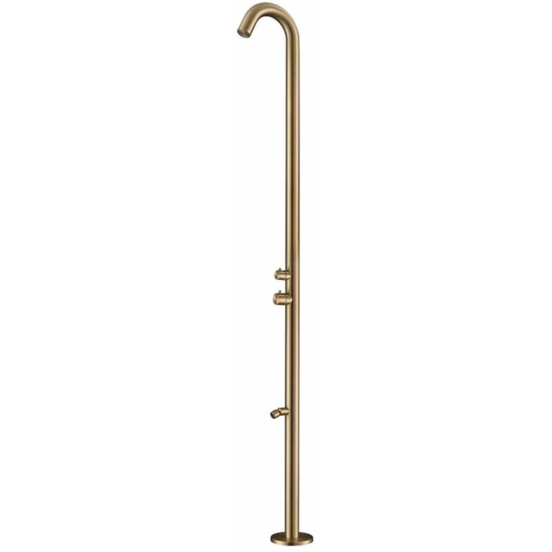 Sined Quartu Acero Inoxidable 316L Ducha Exterior Con Rociador Y Lavapies H 2289 Cm Inox Oro Con Ducha Cabezal Desviador Y Lavapies