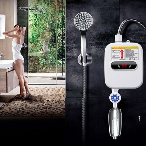 Calentador de agua eléctrico instantáneo sin tanque, 220V, 6500W, para ducha  de baño en casa