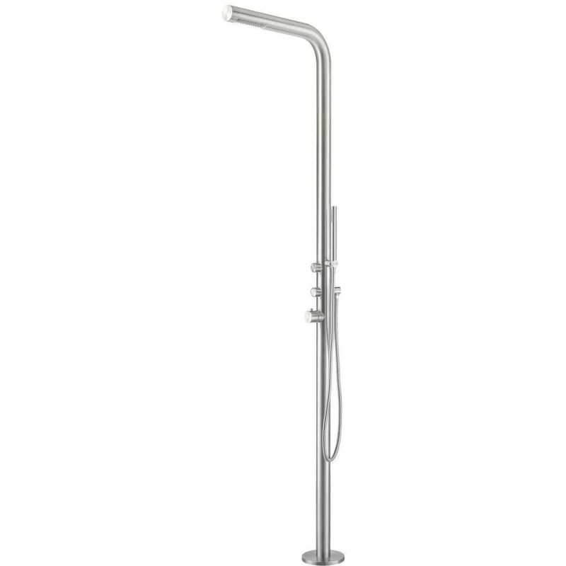 Ducha Exterior De Acero Inoxidable Cm 221X18X56 Sined Budoni Inox - Acero Inoxidable Cepillado