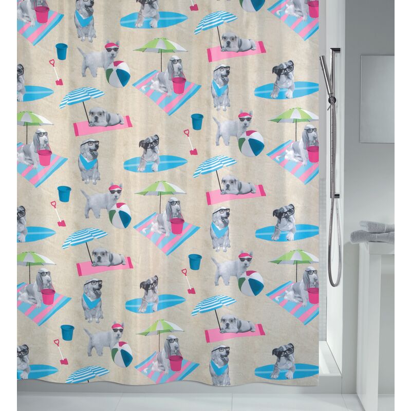 

M S V - Cortina de ducha MSV Beach Dogs multicolor 180cm - Multicolore
