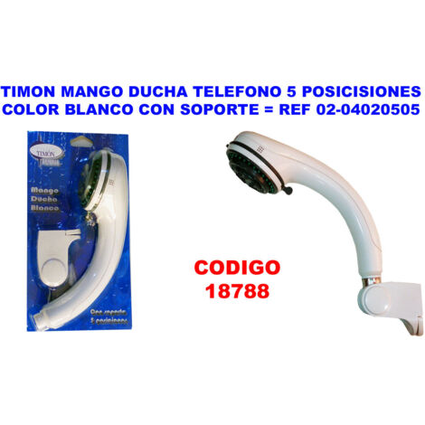 Ducha Pluvia Mango Teléfono 5 Posiciones Blanco con Soporte
