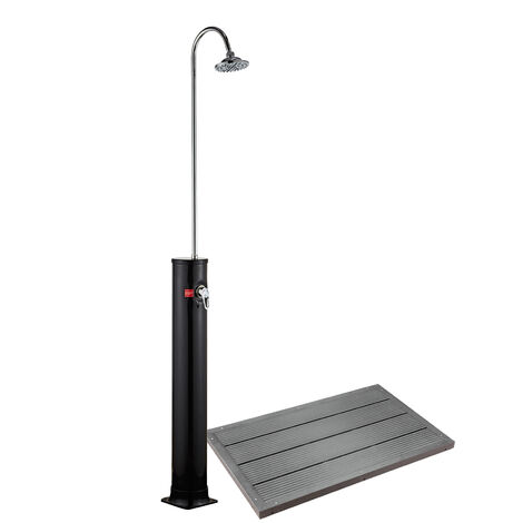 Ducha solar 18L Cabezal de lluvia y elemento de suelo antideslizante WPC Ducha exterior de jardín