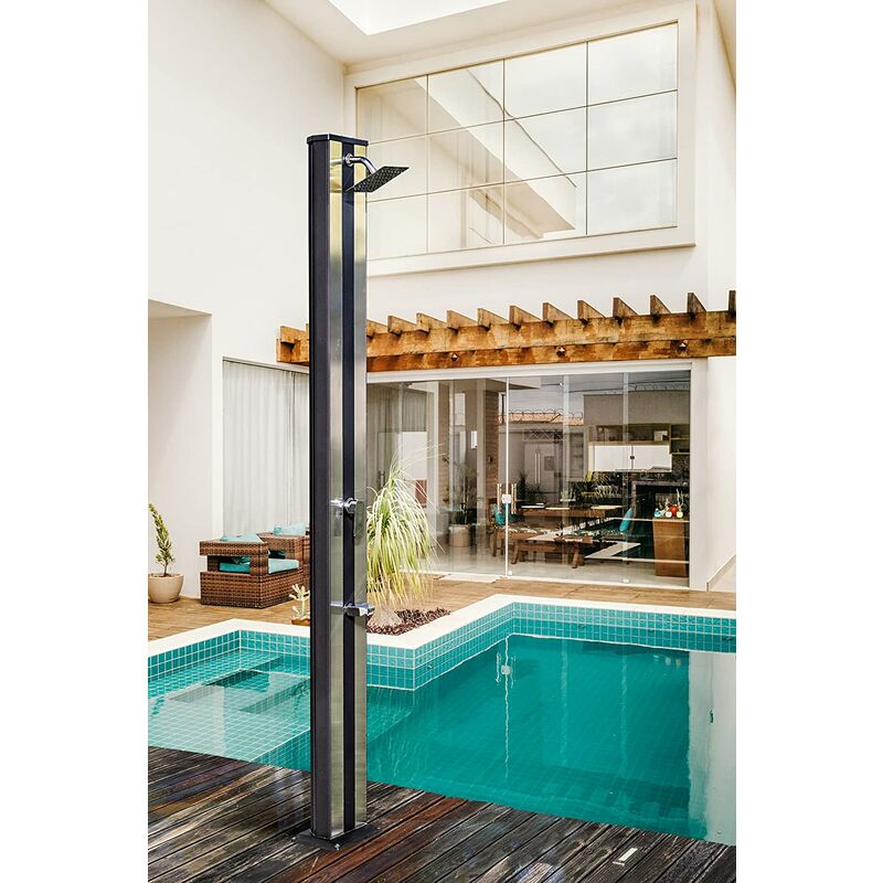 Ducha Solar Gre Jardin 38 Lts Aluminio Piscinas Gre Con Lavapies