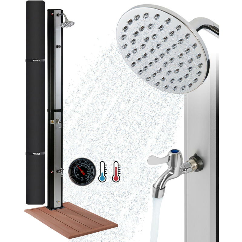 Ducha Solar 35 L Ducha De Jardín Ducha De Piscina Ducha Exterior Plata/Negro Incl.portada - Plata / Negro - Arebos