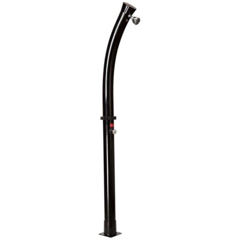 Ducha solar exterior de PVC negro con capacidad de 18 litros cabezal redondo de 7 cm y mezclador de metal incluye todo lo necesario para montaje MPC modelo DOCCIATOMNERA