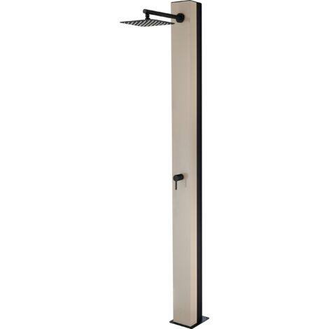 Ducha Solar Exterior para Piscina y Jardin/Con deposito de Agua (Aluminio) hasta 39L/Se calienta con el Sol/Griferia Ext para Piscinas(Moka)
