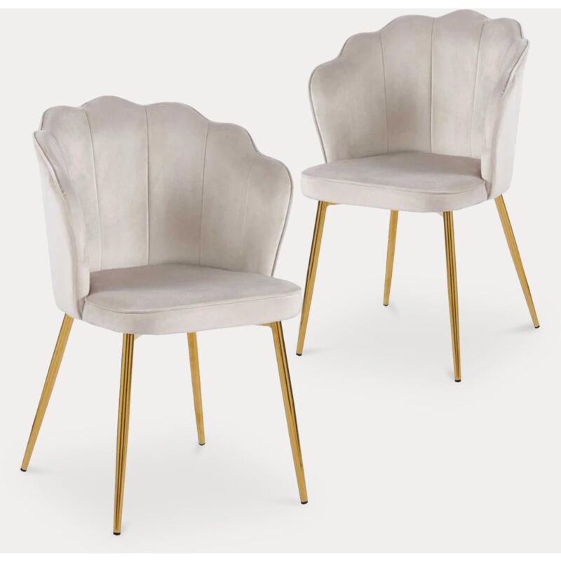 Mobilier Deco - duchesse - Lot de 2 chaises design en velours beige