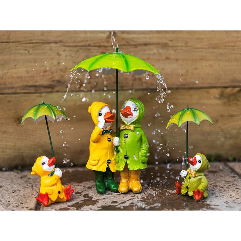 Duck Couple with Umbrella Garden Ornament