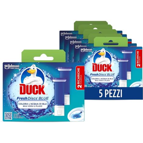 DUCK FRESH DISC SET 10 RICARICHE E 6 DISCHETTI DA WC RICARICA FRAGRANZA BLUE