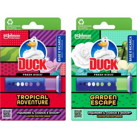 DUCK FRESH DISC WC BASE E RICARICA DA 6 PZ GARDEN E TROPICAL ASSORTITO