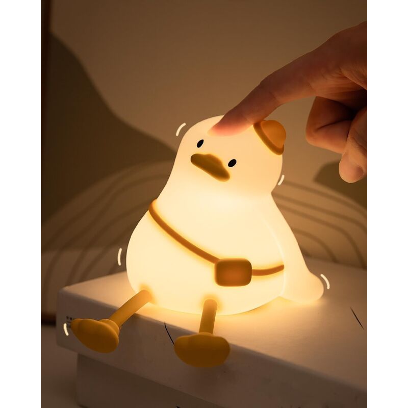 Duck-Shaped Night Light for Children - Silicone Lamp with Touch Control and Auto Shut-Off - Portable and Cute LED for Kids' Room and Babies