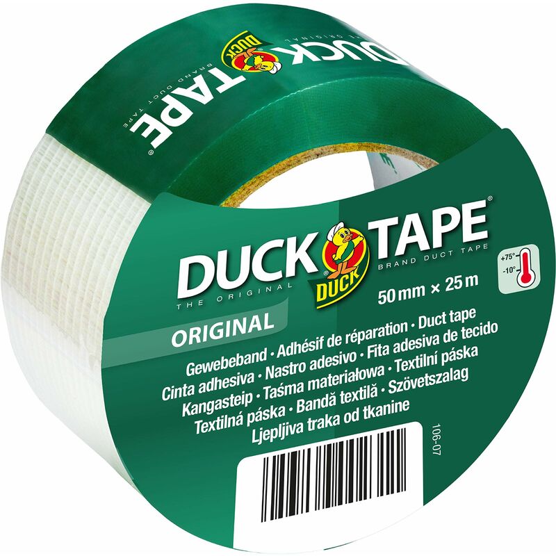 Image of Tape 106-07 - Nastro adesivo in tessuto originale, con superficie impermeabile, extra forte, per interni ed esterni, 50 mm x 25 m - Duck