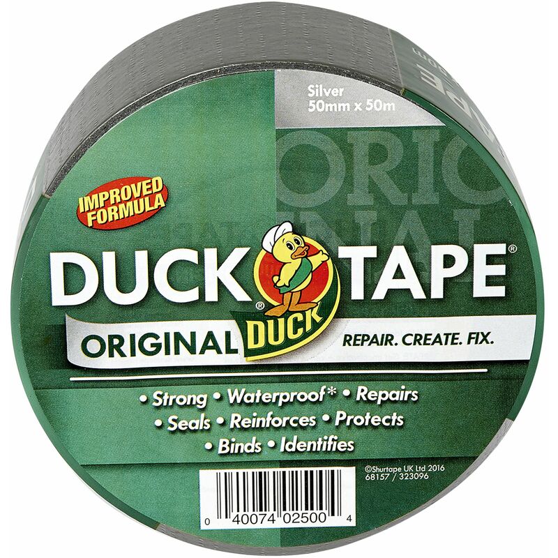 Image of Tape Nastro adesivo adesivo per riparazione in tessuto originale, 50 mm x 50 m, formula migliorata, impermeabile, ad alta resistenza - Duck