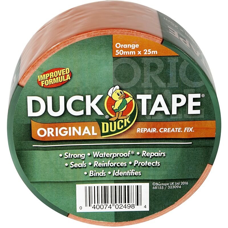 Image of Tape Original - Nastro adesivo telato, in tessuto, per riparazioni, formula migliorata ad alta resistenza, impermeabile, 50 mm x 25 m, arancione