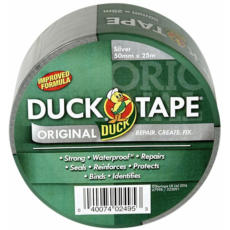 Image of Original - Nastro adesivo telato, in tessuto, per riparazioni, formula migliorata ad alta resistenza, impermeabile, 50 mm x 25 m, argento - Duck Tape