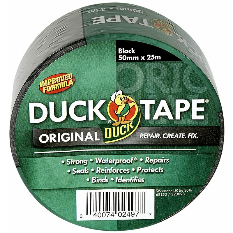 Image of Original - Nastro adesivo telato, in tessuto, per riparazioni, formula migliorata ad alta resistenza, impermeabile, 50 mm x 25 m, nero - Duck Tape