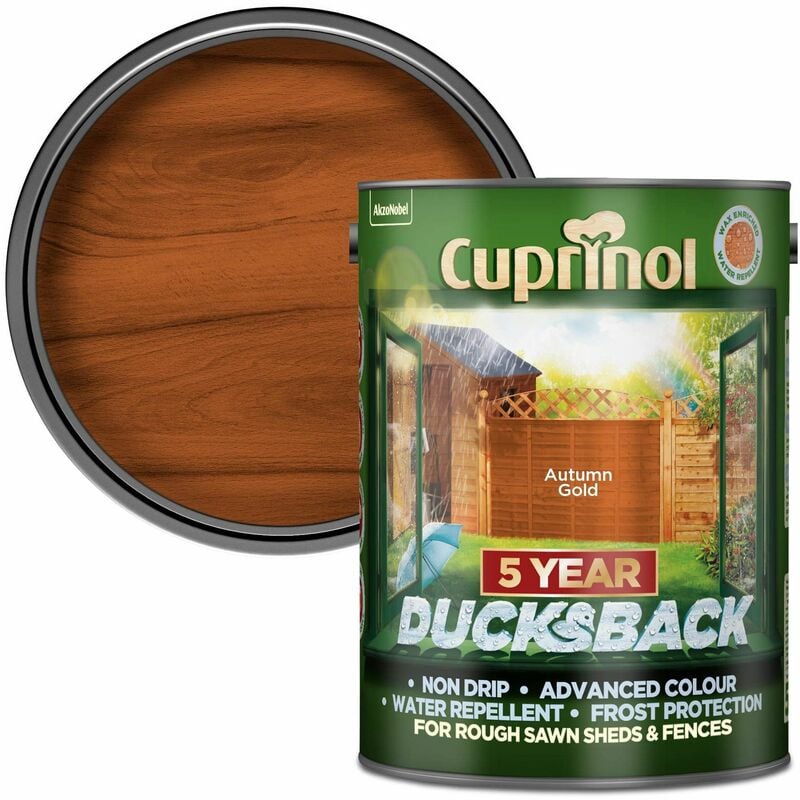 Ducksback 5 Year Waterproof for Sheds & Fences Autumn Gold 5 Litre CUPDBAG5L