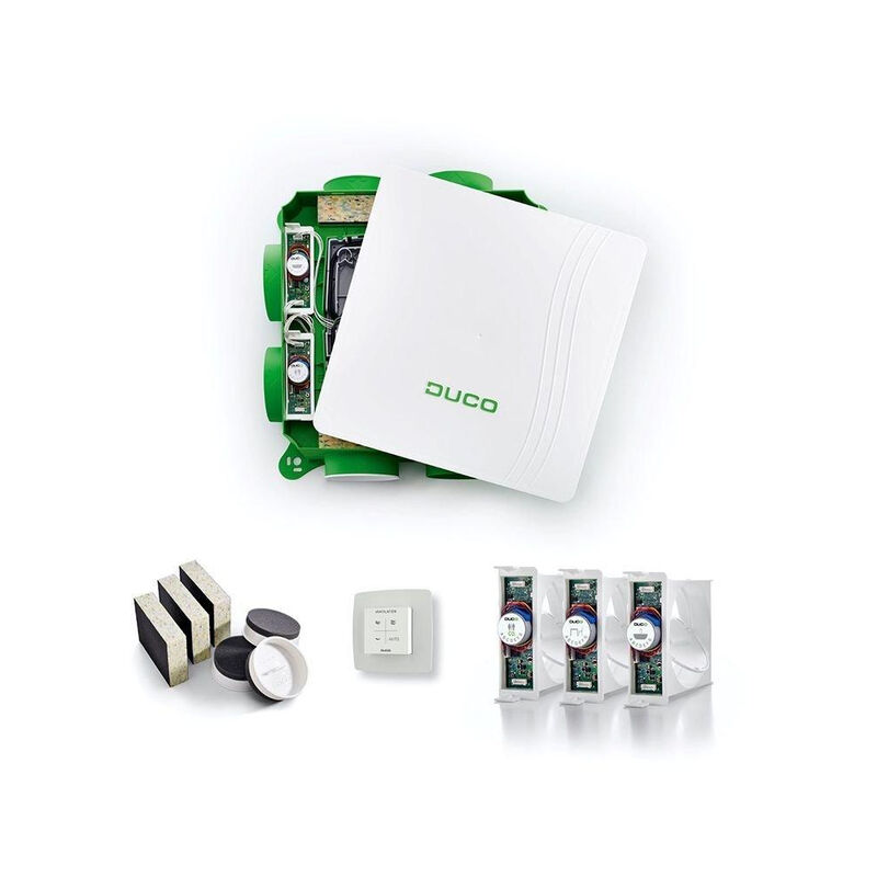 Duco - Paket All-in-one avec Box Focus, 2 vannes de régulation CO2, vanne de régulation d'humidité, interrupteur de commande et paquet Silent Plus