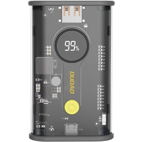 Dudao Powerbank 10000mAh 1x USB-C / 1x USB-A 22,5W PD Transparent-Schwarz (K16)