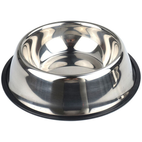 Due abbeveratoi per cani in acciaio inox, abbeveratoi antiscivolo per cani, abbeveratoi per animali domestici in acciaio inox con base in gomma antiscivolo per cani di taglia media/grande, 22,5 cm.
