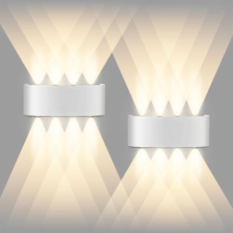 Due applique a LED da 8 watt, lampade da parete per interni/esterni, IP65, luce bianca calda, 3000K, adatte a camere da letto, soggiorni e hotel.